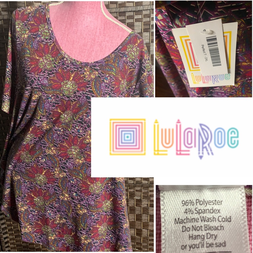 💜❤️LULAROE PERFECT T- PURPLE GOLD GREEN 2XL💜❤️